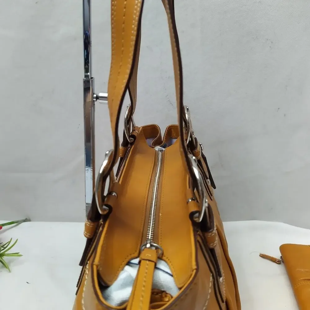 Coach Soho Murstar Yellow Leather Double Handle Tote Bag W/ Matching Wallet